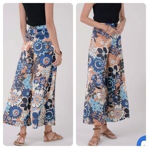 NWT Molly Bracken Floral Wide Leg Pants in Riviera Camel Size Large NEW